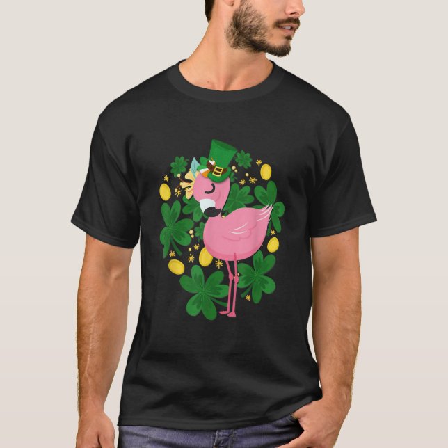 T-shirt Flamant rose St Patrick Jour T Chemise Funny Oisea (Devant)