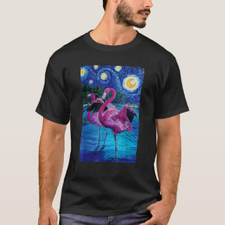 T-shirt Flamant rose Starry Flamant rose de nuit Art Van G