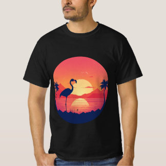 T-shirt Flamant rose Sunset Serenity