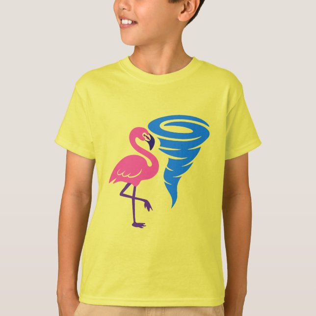 T-shirt Flamant rose Tornado Bold Art Graphique moderne (Devant)