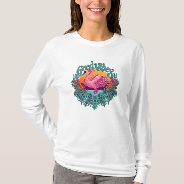 T-shirt Flamant rose tropical (Devant)