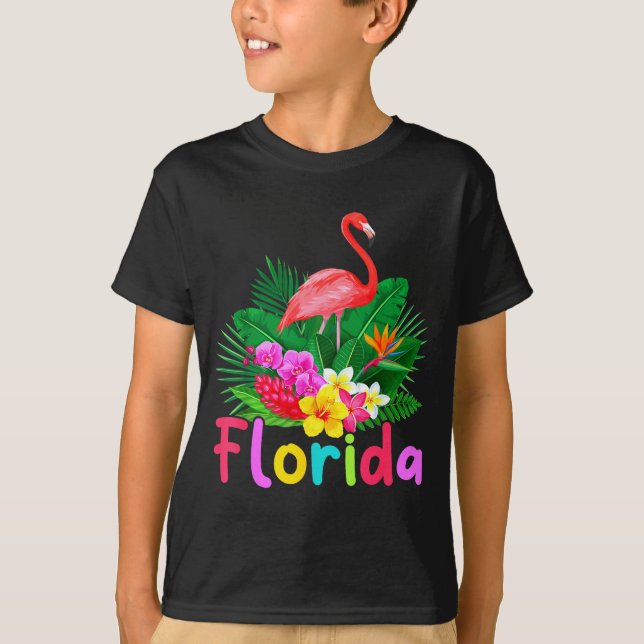 T-shirt Flamant rose tropical de Floride vacances d'été (Devant)