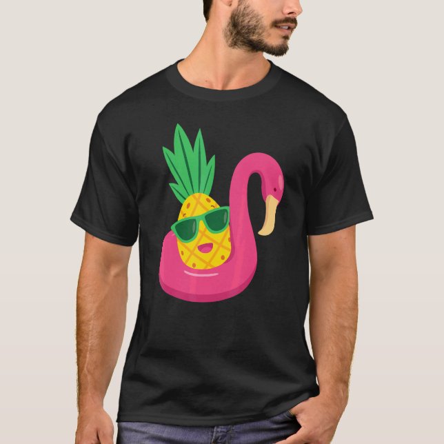 T-shirt Flamant rose Upside Down Pineapper Swinger Hommes  (Devant)