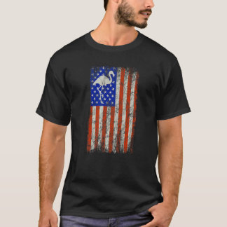 T-shirt Flamant rose Usa Drapeau 4 juillet Fête de l'Indép
