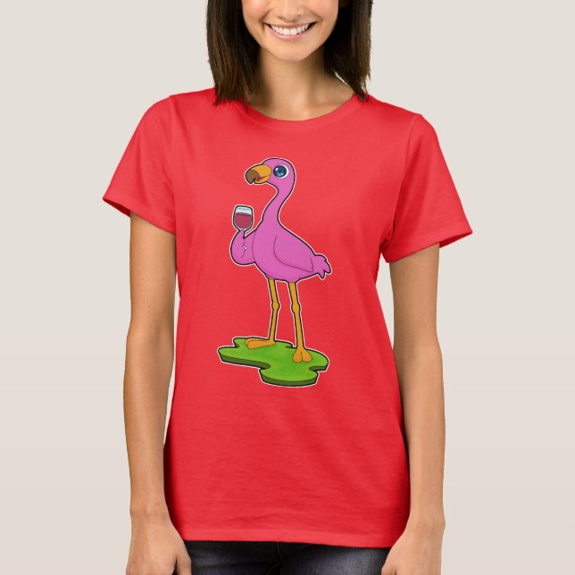 T-shirt Flamant rose Vin rouge (Devant)