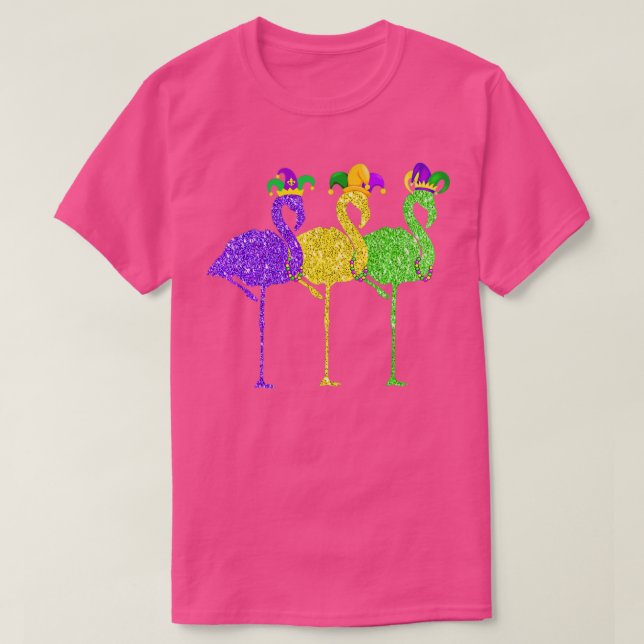 T-shirt Flamant rose Vintage Mardi Gras (Design devant)
