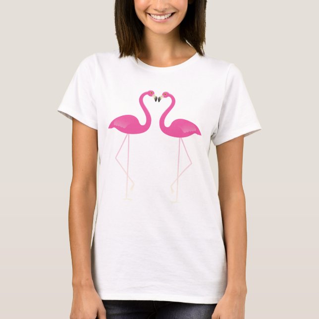 T-shirt Flamants roses de baiser T Chemise (Devant)