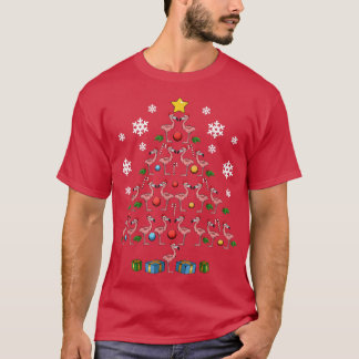 T-shirt Flamants roses Tree Père Noël Fun mignon Célébrer 