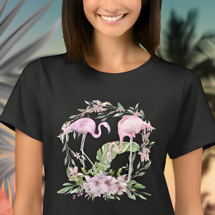 T-shirt Flamants roses tropicaux Fleurs florales