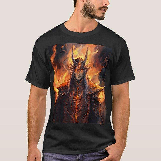T-shirt Flameborn Sauron : Forme elfe réinventée (Devant)