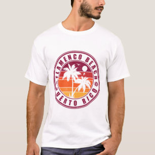 T-shirt Flamenco Beach Porto Rico Retro Sunset Souvenir