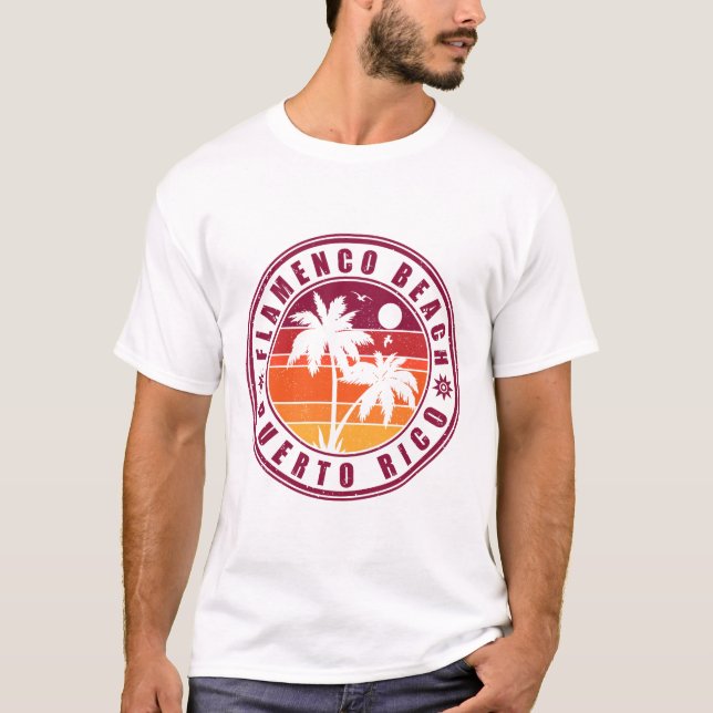 T-shirt Flamenco Beach Porto Rico Retro Sunset Souvenir (Devant)