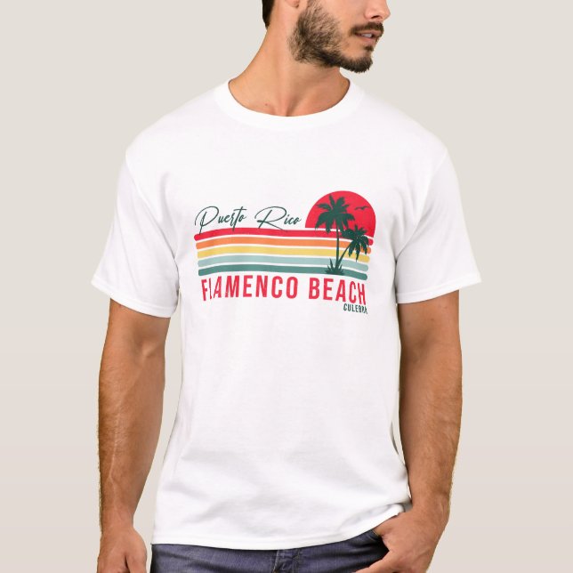 T-shirt Flamenco Beach Porto Rico Retro Sunset Souvenir (Devant)