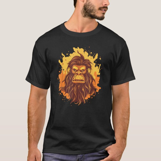 T-shirt Flames avec Neanderthaler pour le visage de singe (Devant)