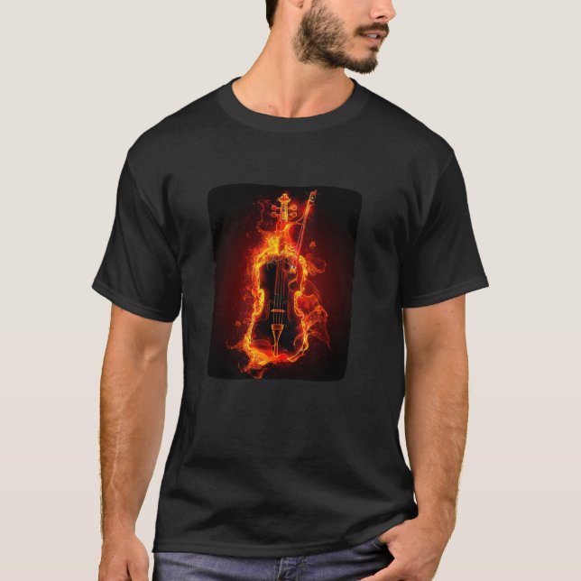 T-shirt Flames Costume de musique violon pour les amateurs (Devant)