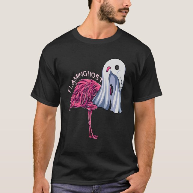 T-shirt Flamghost Flamant rose rose Fantôme Costume d'Hall (Devant)