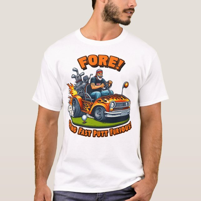 T-shirt Flaming Golf Ball Tee-Off Golf avec style (Devant)