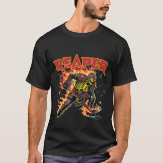 T-shirt Flaming Reaper Skeleton Hockey Player Dark Sports