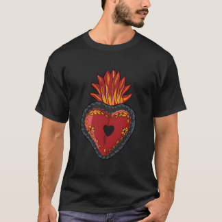 T-shirt Flaming Sacred He Mexican Folk Devotion Symbol