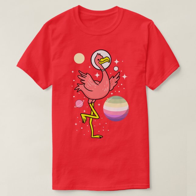 T-shirt Flamingo Astronaut Genderfae Pride  (Design devant)