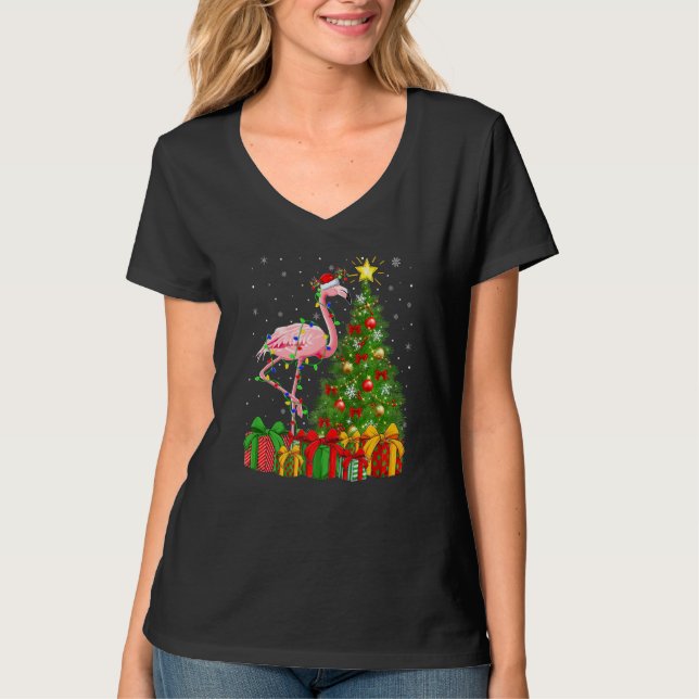 T-shirt Flamingo Bird  Xmas Holiday Santa Flamingo Christm (Devant)