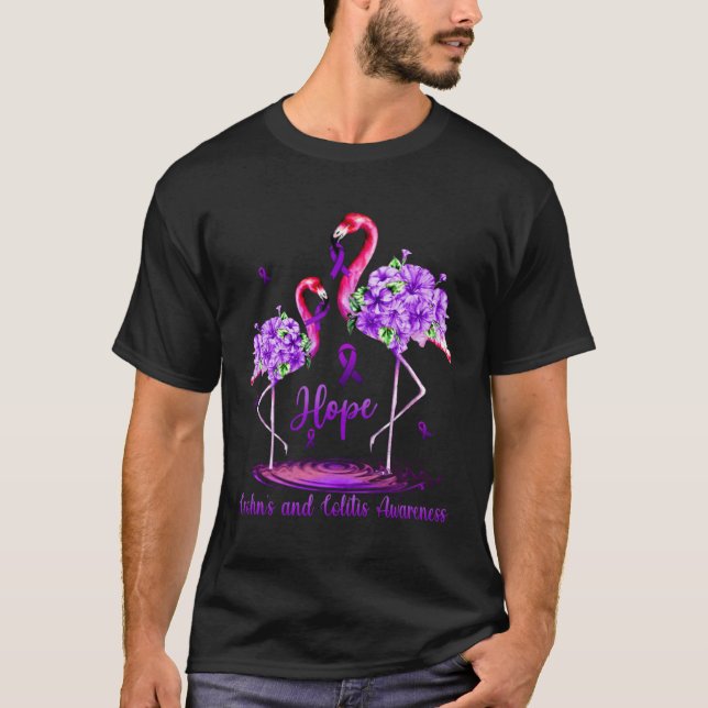 T-shirt Flamingo Crohn s and Colitis Awareness (Devant)
