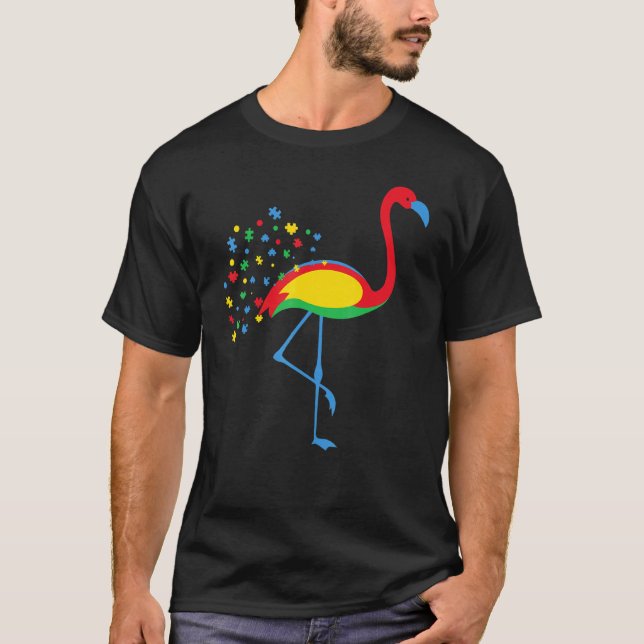 T-shirt Flamingo de sensibilisation à l'autisme Puzzle de  (Devant)