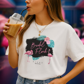 T-shirt Flamingo Demoiselles d'Honneur Robe de Mariée Floc