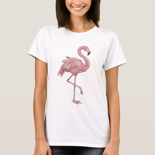 T-shirt Flamingo design moderne argent classique (Devant)