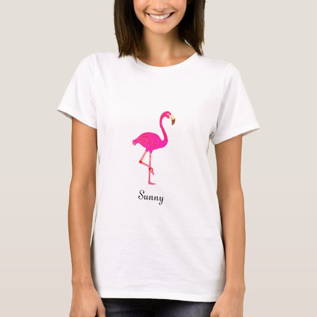 T-shirt Flamingo et calligraphie rose mou (Devant)
