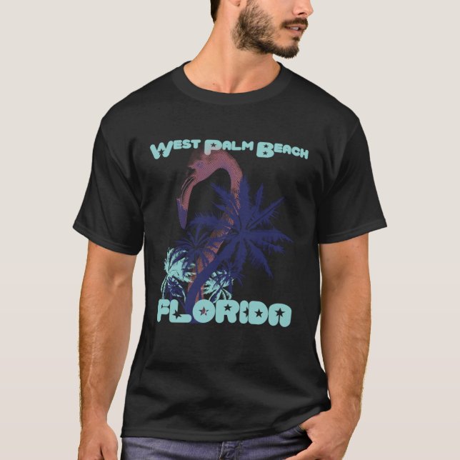 T-shirt Flamingo Florida West Palm Beach Palm trees Vacati (Devant)