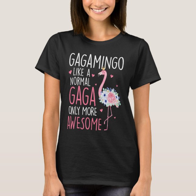 T-shirt Flamingo Gagamingo comme un Gaga Floral normal Gra (Devant)