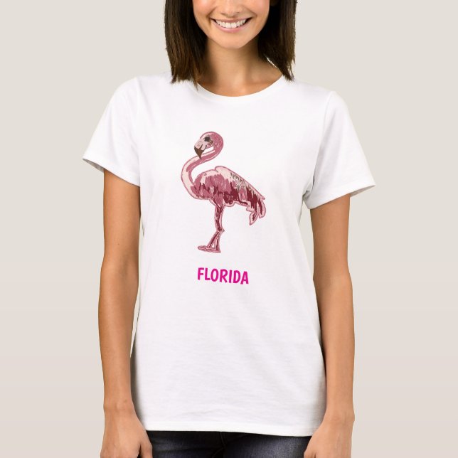 T-shirt Flamingo gemalter pinker Flamingo  (Devant)