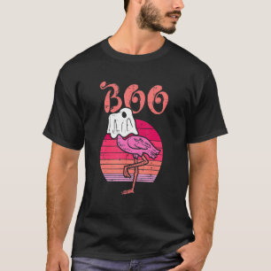 T-shirt Flamingo Ghost Boo Pink Sunset Retro Halloween Bir