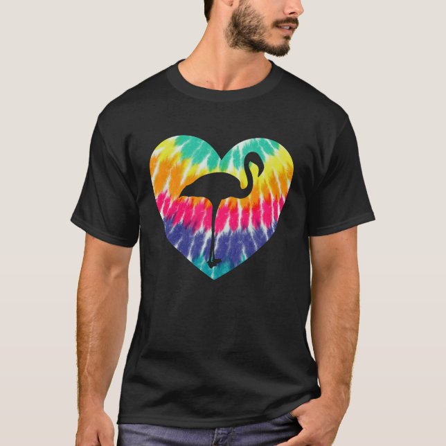 T-shirt Flamingo Heart With Tie dye Print For Flamingo (Devant)