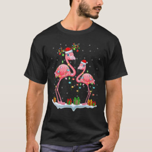 T-shirt Flamingo Oiseau Lumières Noël Santa Flamingo Noël