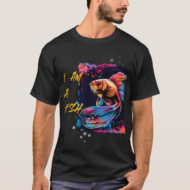 T-shirt Flamingo Pêcheur Canne à pêche Poisson (Devant)