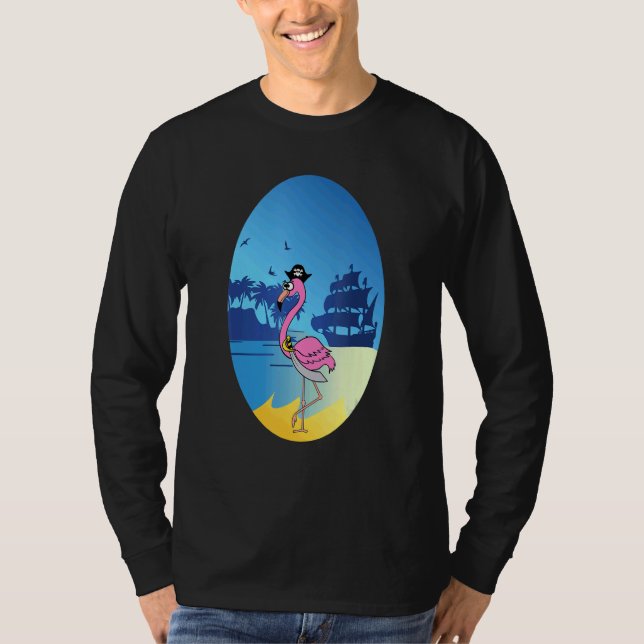 T-shirt Flamingo Pirate Buccaneer Sea (Devant)
