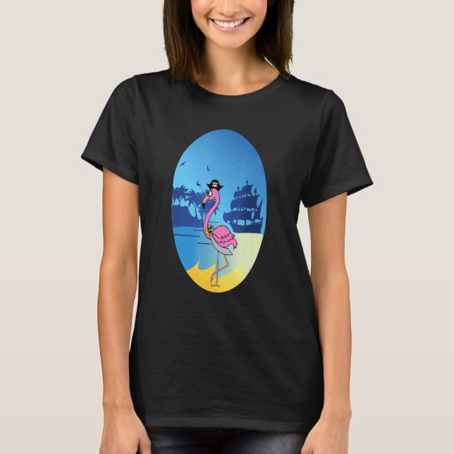 T-shirt Flamingo Pirate Buccaneer Sea (Devant)