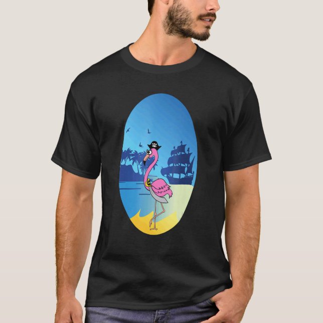 T-shirt Flamingo Pirate Buccaneer Sea (Devant)