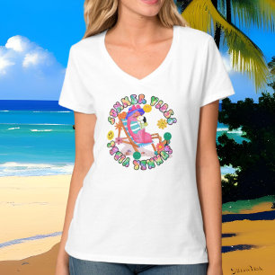 T-shirt Flamingo rose mignonne Vibes d'été