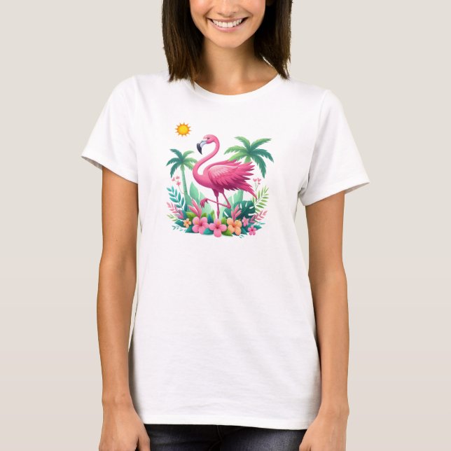 T-shirt Flamingo rose tropicale/Floride (Devant)