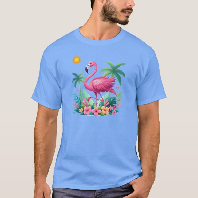 T-shirt Flamingo rose tropicale/Floride (Devant)