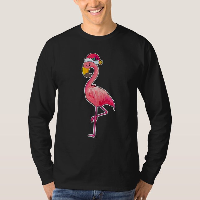 T-shirt Flamingo Santa Hat Christmas Flamingo Chrismas (Devant)