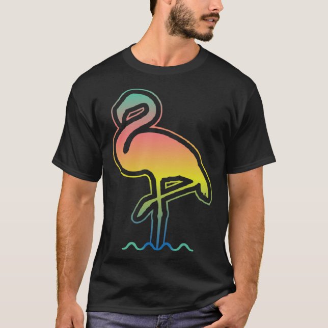 T-shirt Flamingo Sunset Vibes  Summer Family Vacation Isla (Devant)