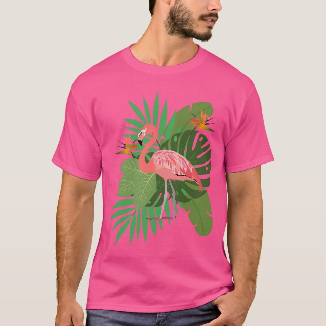 T-shirt Flamingo with leaves (Devant)
