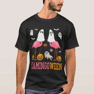 T-shirt Flamingoween Funny Boo Ghost Flamant rose Hallowee