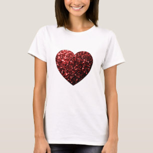 T-shirt Flamme de parties scintillant de coeur rouge foncé