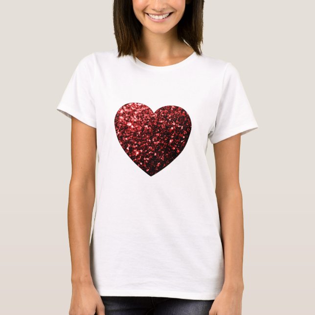T-shirt Flamme de parties scintillant de coeur rouge foncé (Devant)