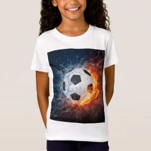 T-Shirt Flamme Football/Balle de Football Jeu d'oreiller